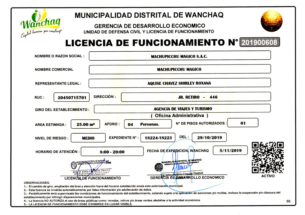 Licencia de funcionamiento